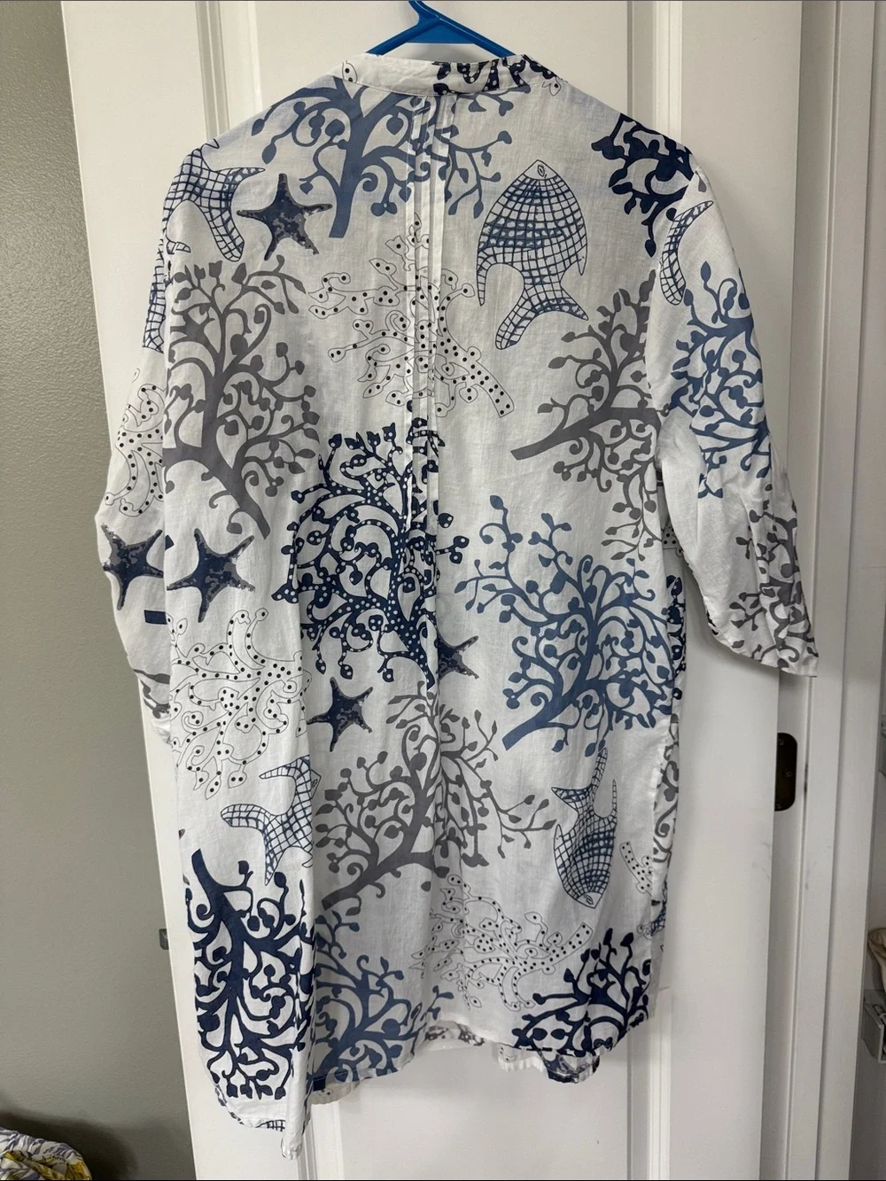Cub Z collection Navy & Gray Printed Button-Front Swim Coverup